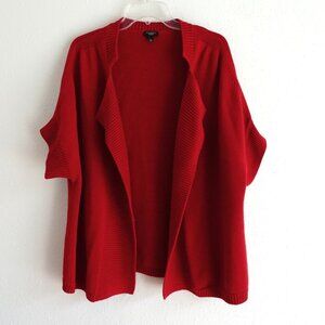Talbots Cardigan Sweater Women's Plus Size 2X Red Open Front Short Sleeve